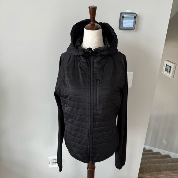 Zyia Shiny Quilted Full Zip Hooded Light-Weight Athletic Jacket - Picture 1 of 9